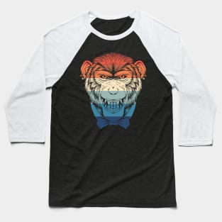 Retro Bowtie Chimp Baseball T-Shirt